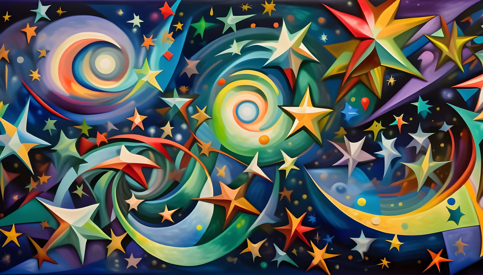 Abstract Cosmic Geysers in Impasto Oil