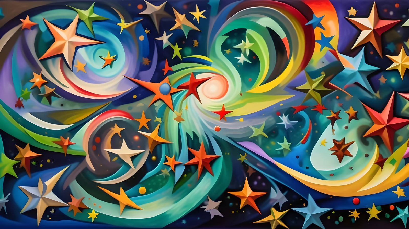 Abstract Cosmic Maelstrom in Impasto Style