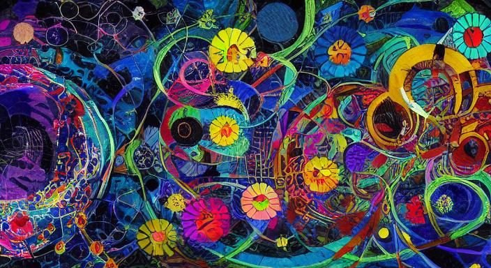 Surreal Garden Scene in Takashi Murakami Style