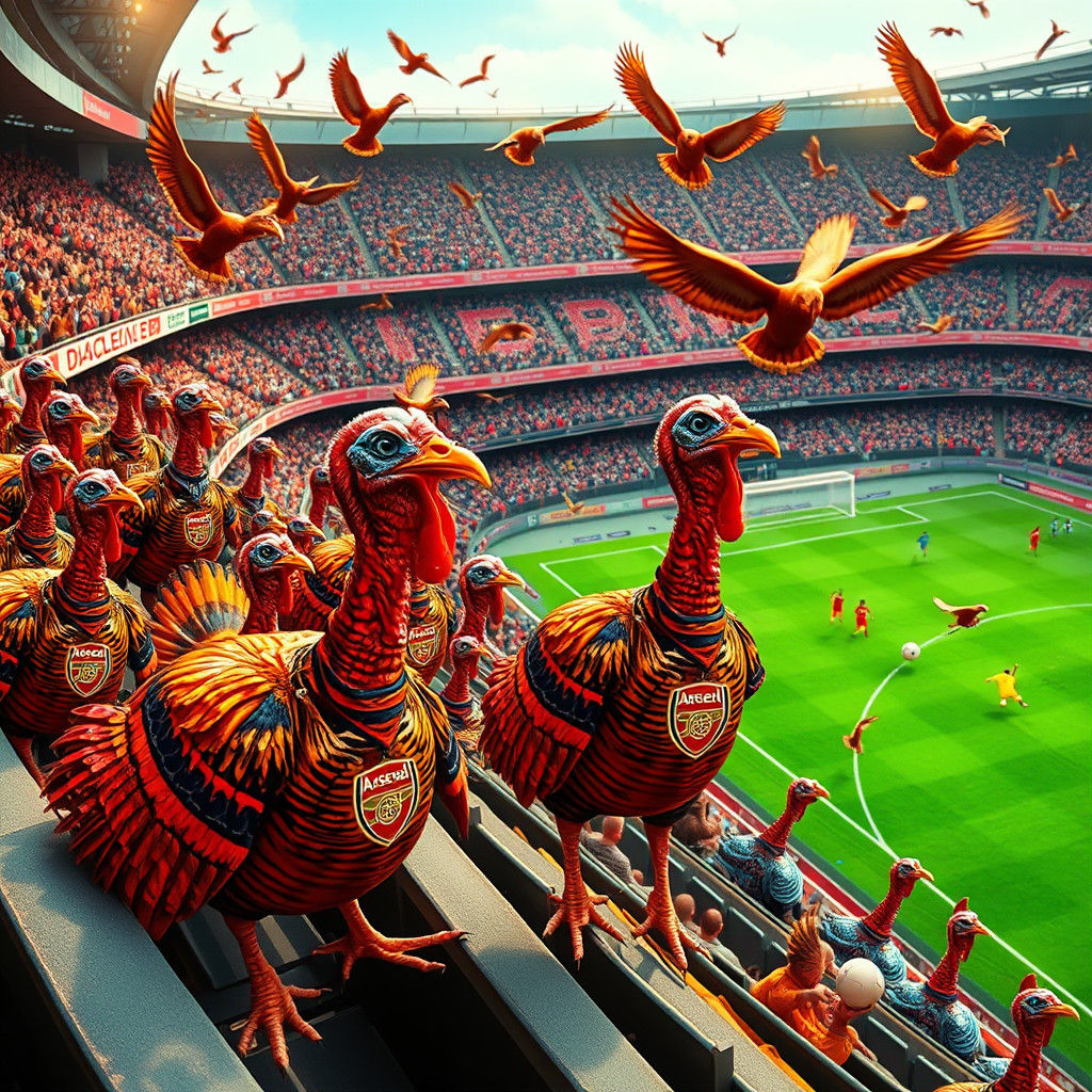 Turkeys Celebrate Arsenal Victory: Digital Art
