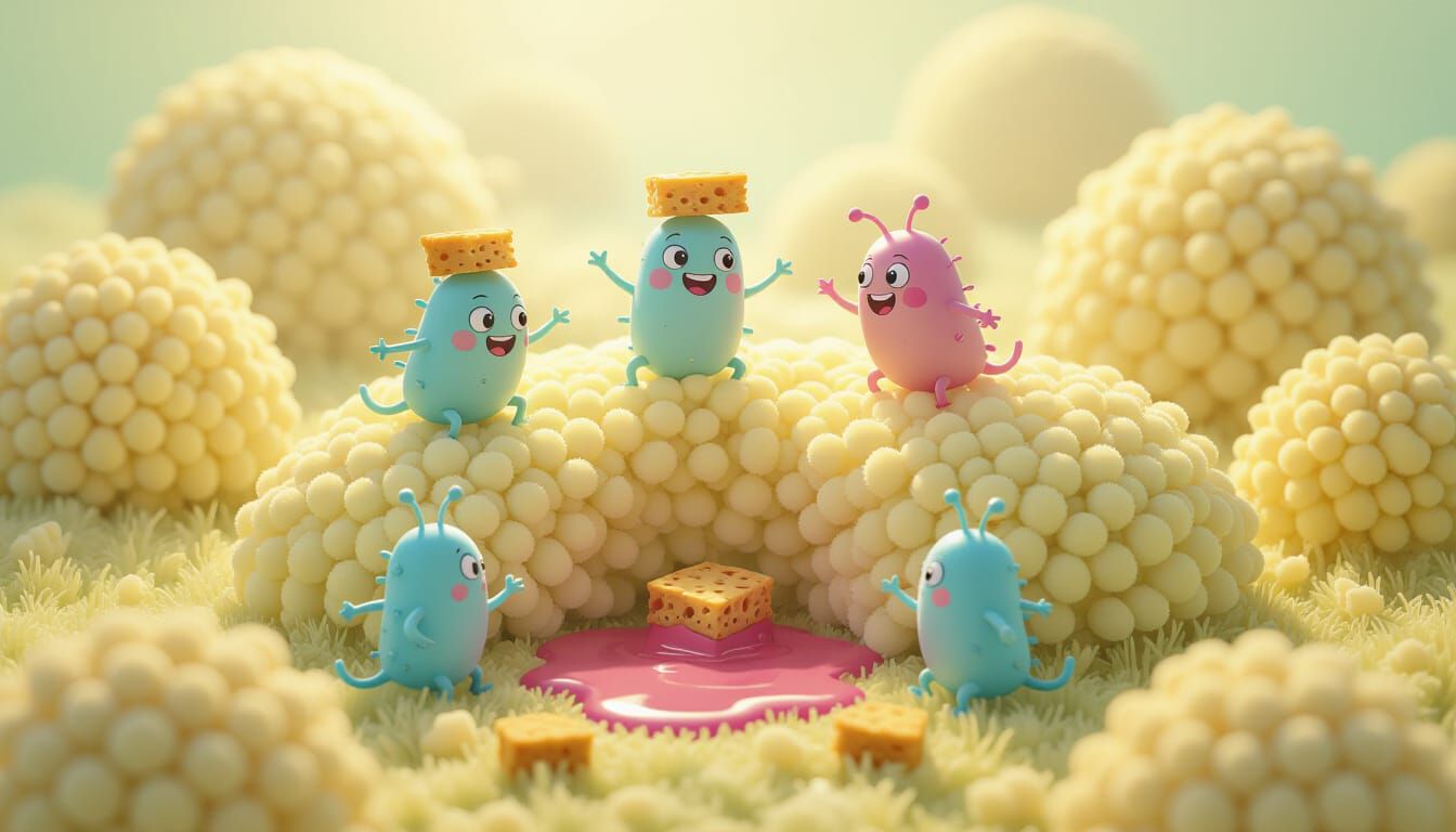 Microscopic Picnic Fun in Cartoon Style