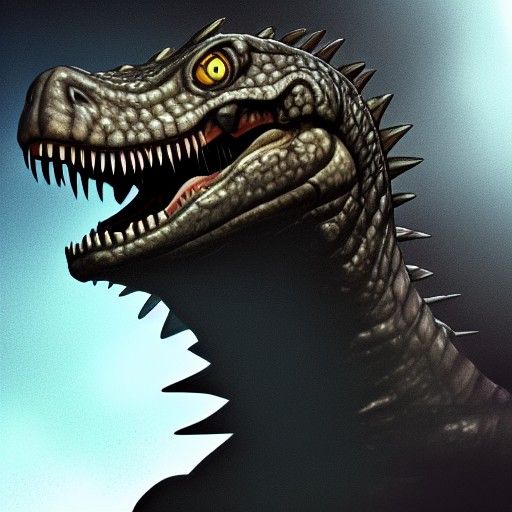 Humanoid Trex Lizard in Leather Jacket: Anime Key Visual