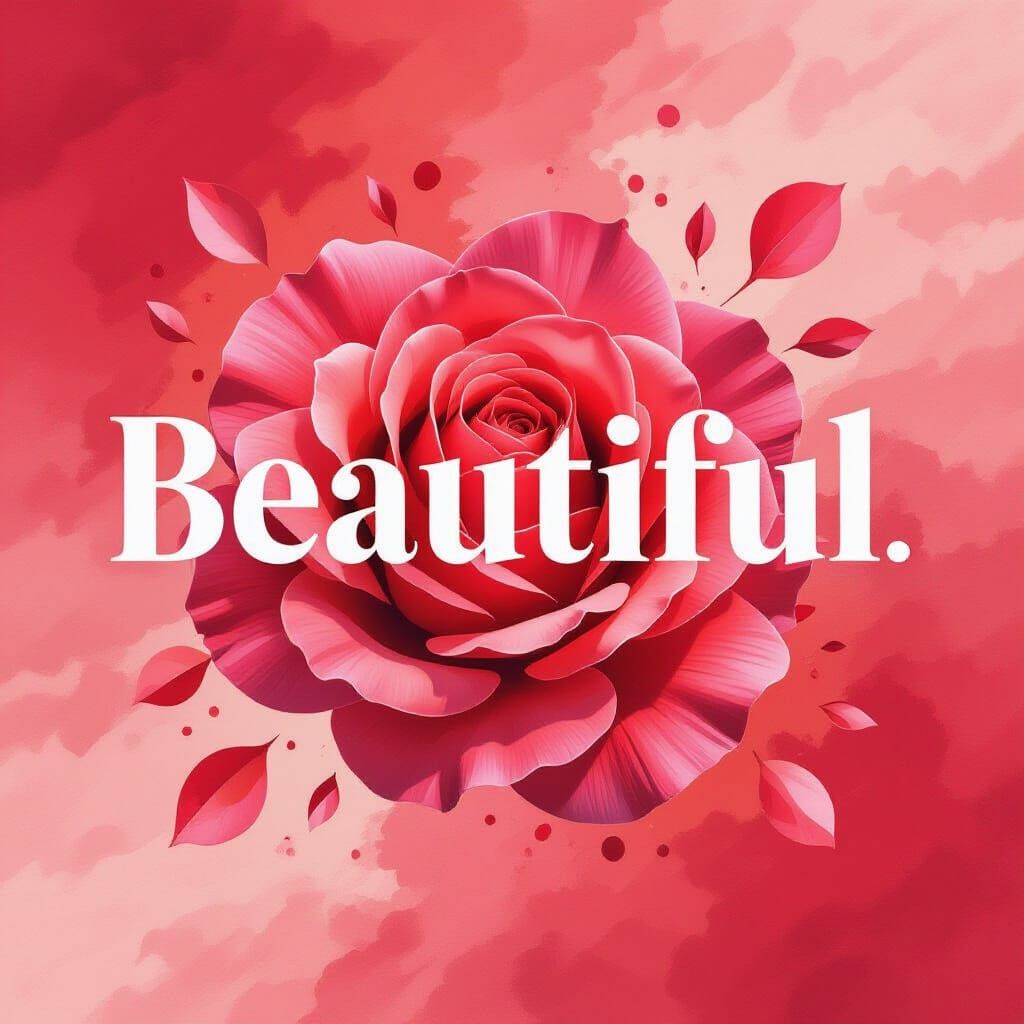 Beautiful Text with Rosy Petals in Graffiti Art Style