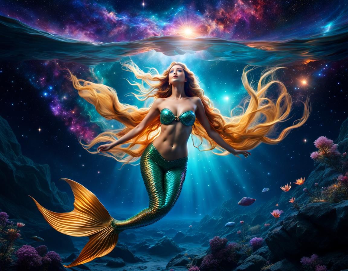 Mermaid Goddess in the Celestial Sea