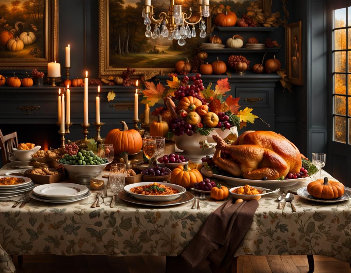 Elegant Thanksgiving Feast Matte Painting