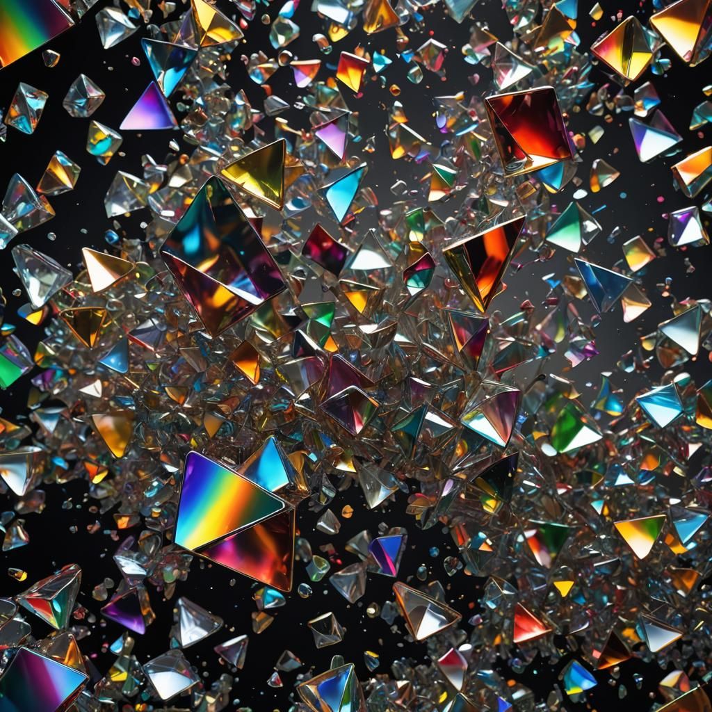 Rainbow Refraction in Glass Prism: Hyperrealistic Splash Art
