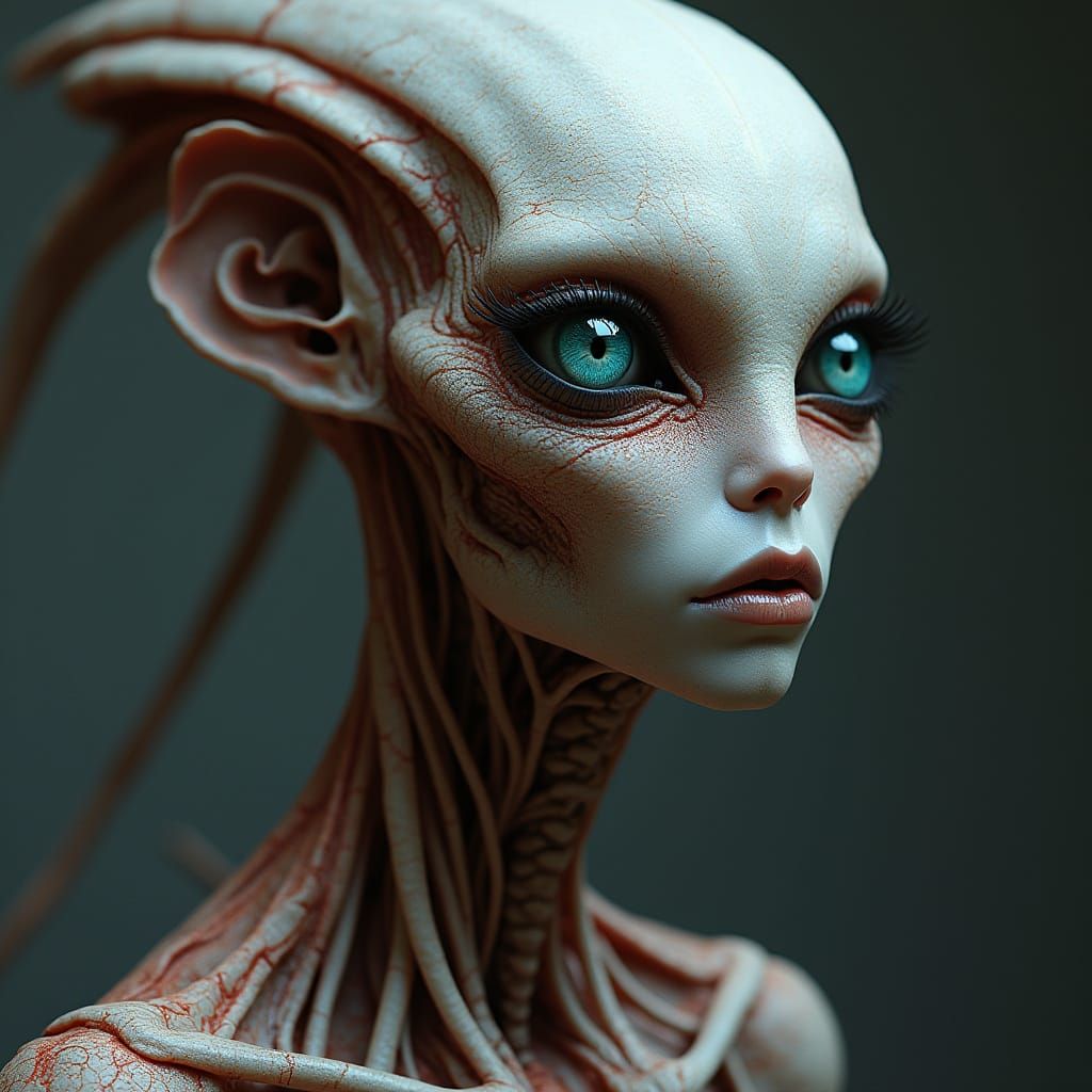Vividly Detailed Portrait of an Alien Female Figure