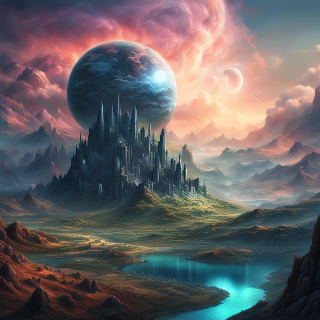 Strange and Otherworldly Landscape in Digital Painting Style