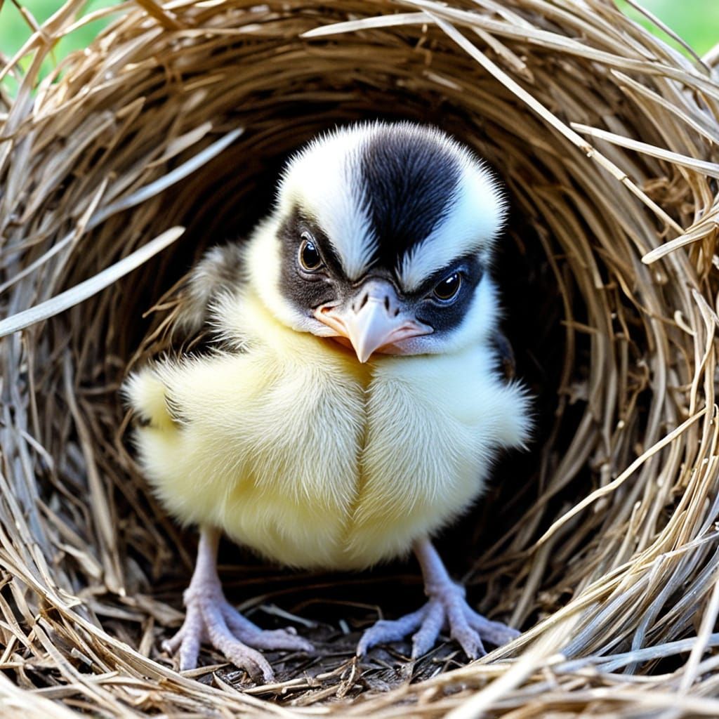 Grumpy Chick Newly Hatched From Egg