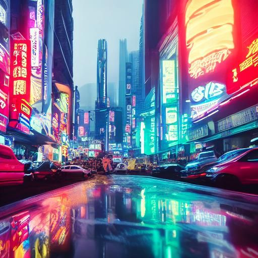 Cyberpunk Japanese Cityscape at Night