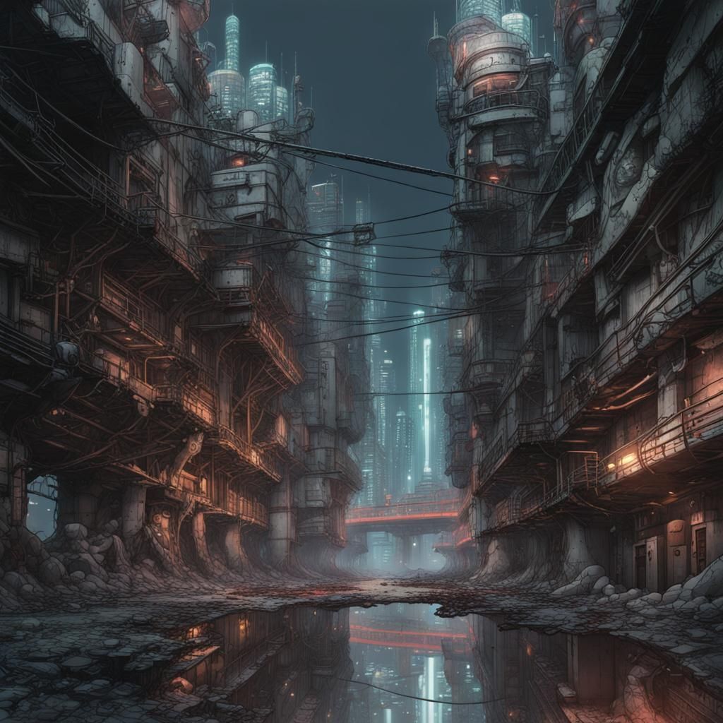 Cyberpunk Underground Cityscape: A Megalithic Vision