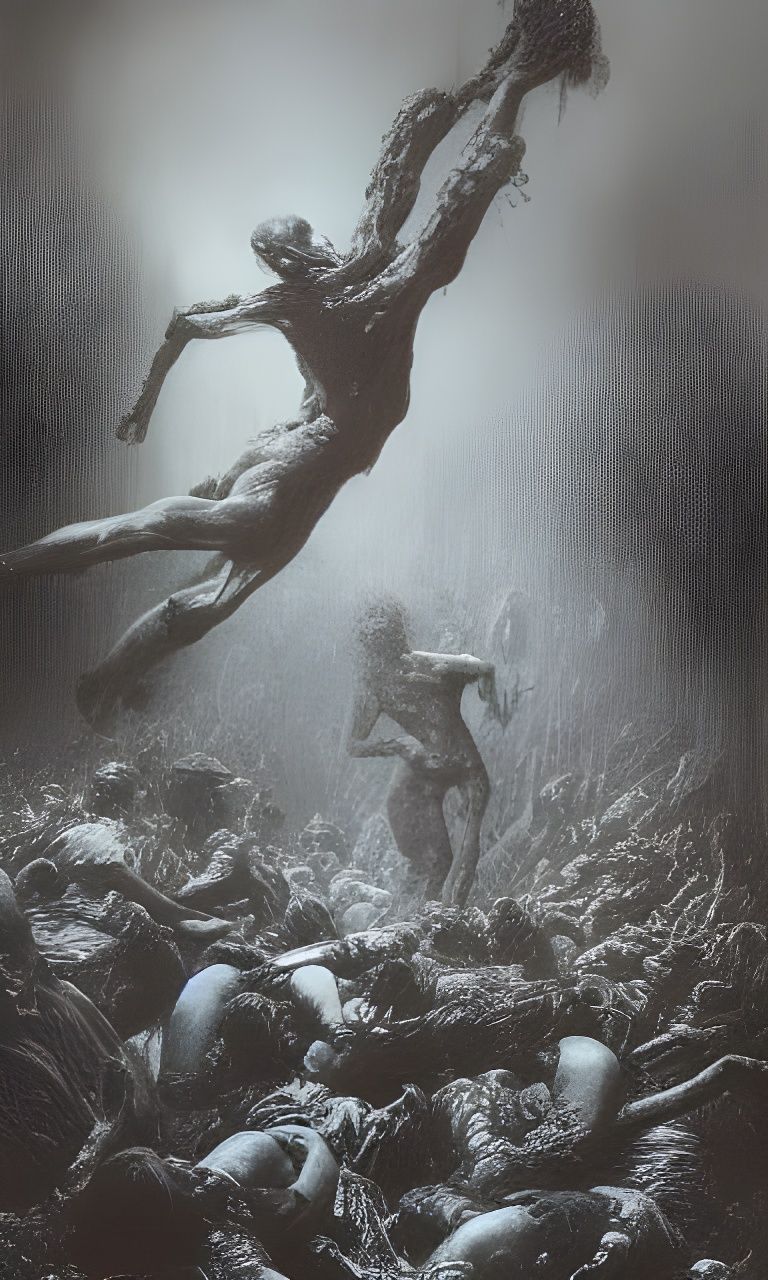 Disturbing Body Horror in Dark Surrealist Style