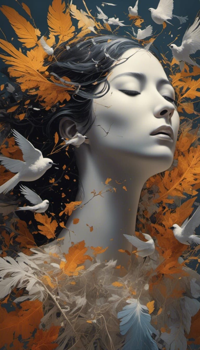 Grief Personified: Hyperrealistic Splash Art Portrait