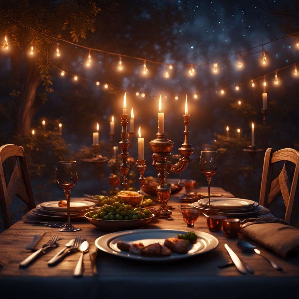 Romantic Candlelit Dinner Under the Stars