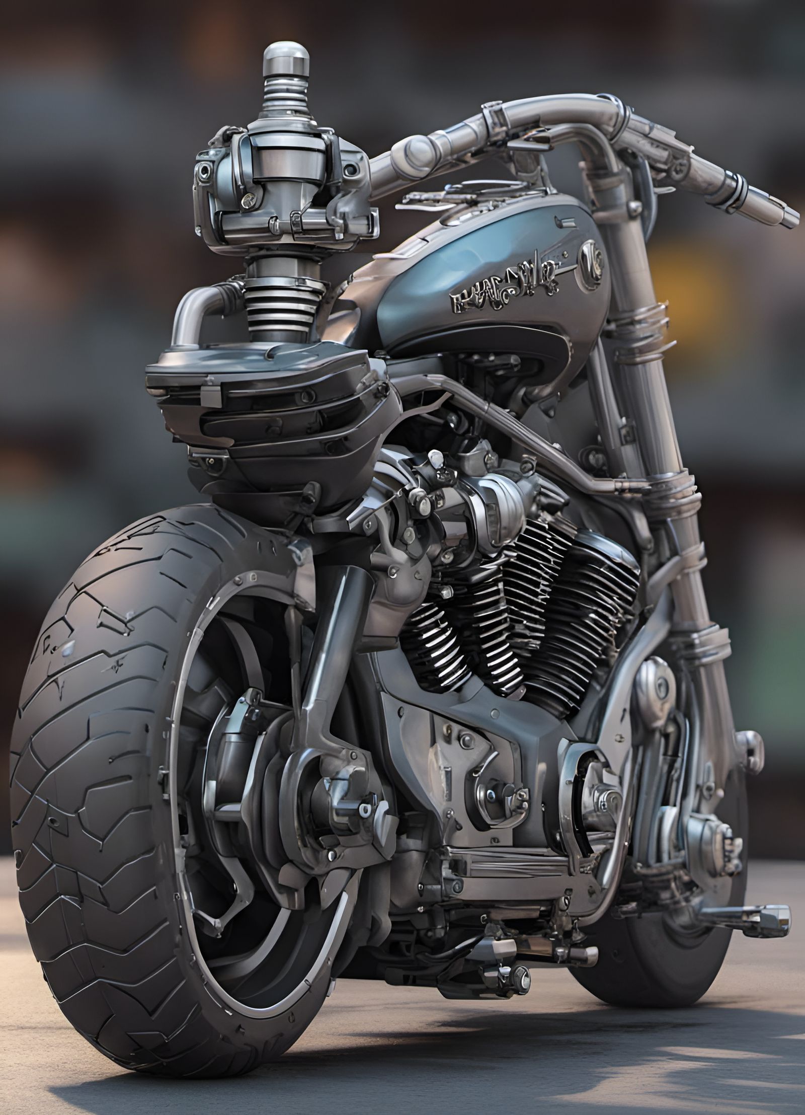 cyberpunk Harley Davidson evolution engine