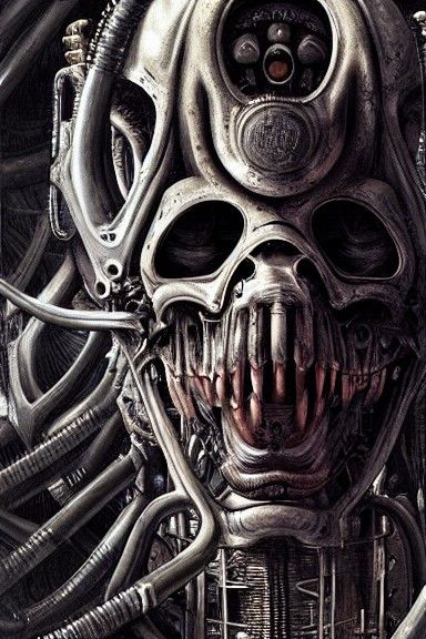 Biomechanical God Close-Up in Hyperrealistic Style
