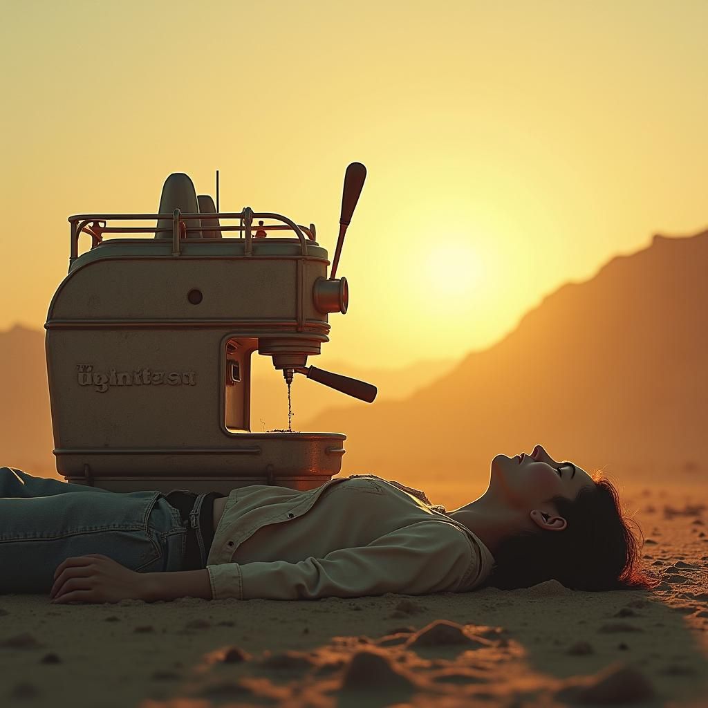 Espresso Machine Revives Wasteland Figure: Digital Art