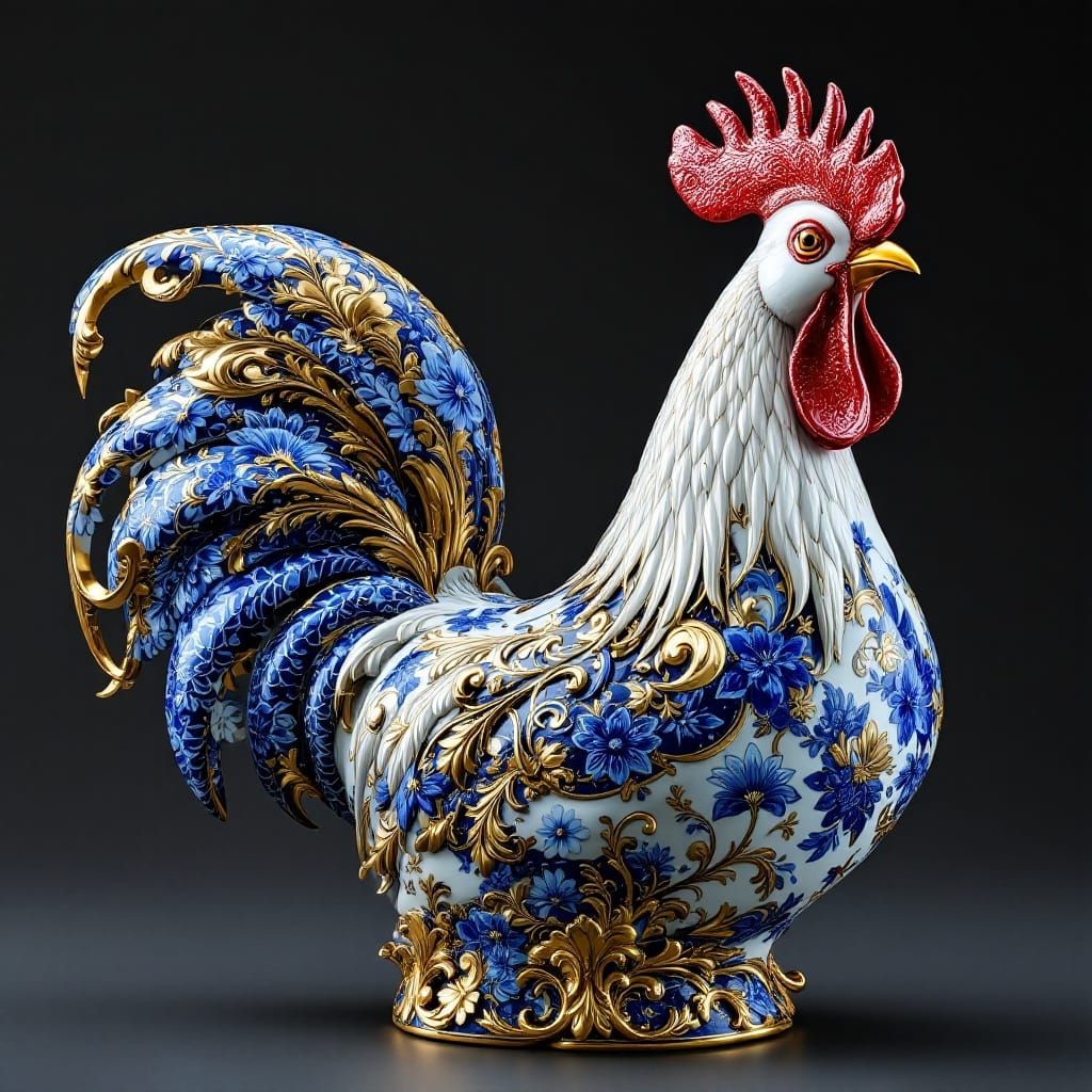 Regal Rooster in Art Nouveau Style