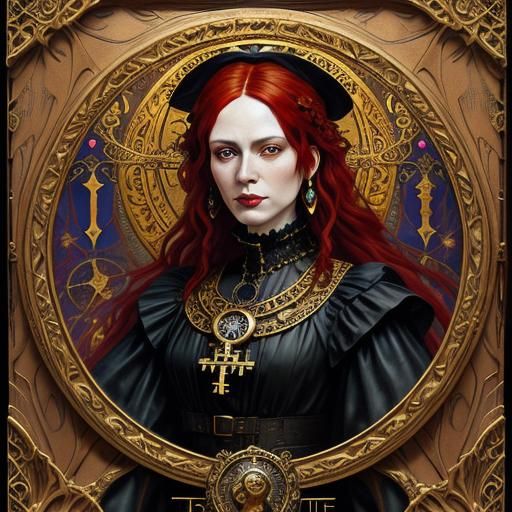 Hecate Witch Portrait in Klimt Art Nouveau Style