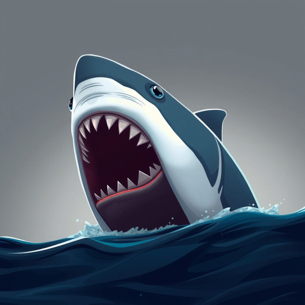 Shark's Head Breaching Surface in Matte-Painted Style