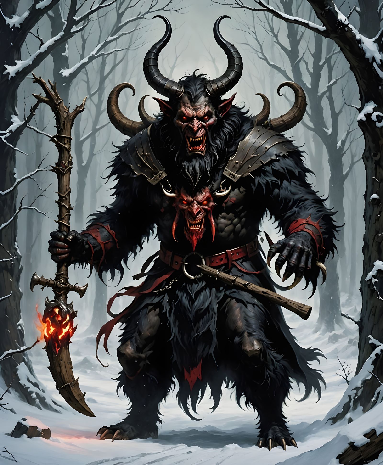 Gothic Christmas Demon in Dark, Wild, and Sinister Attire