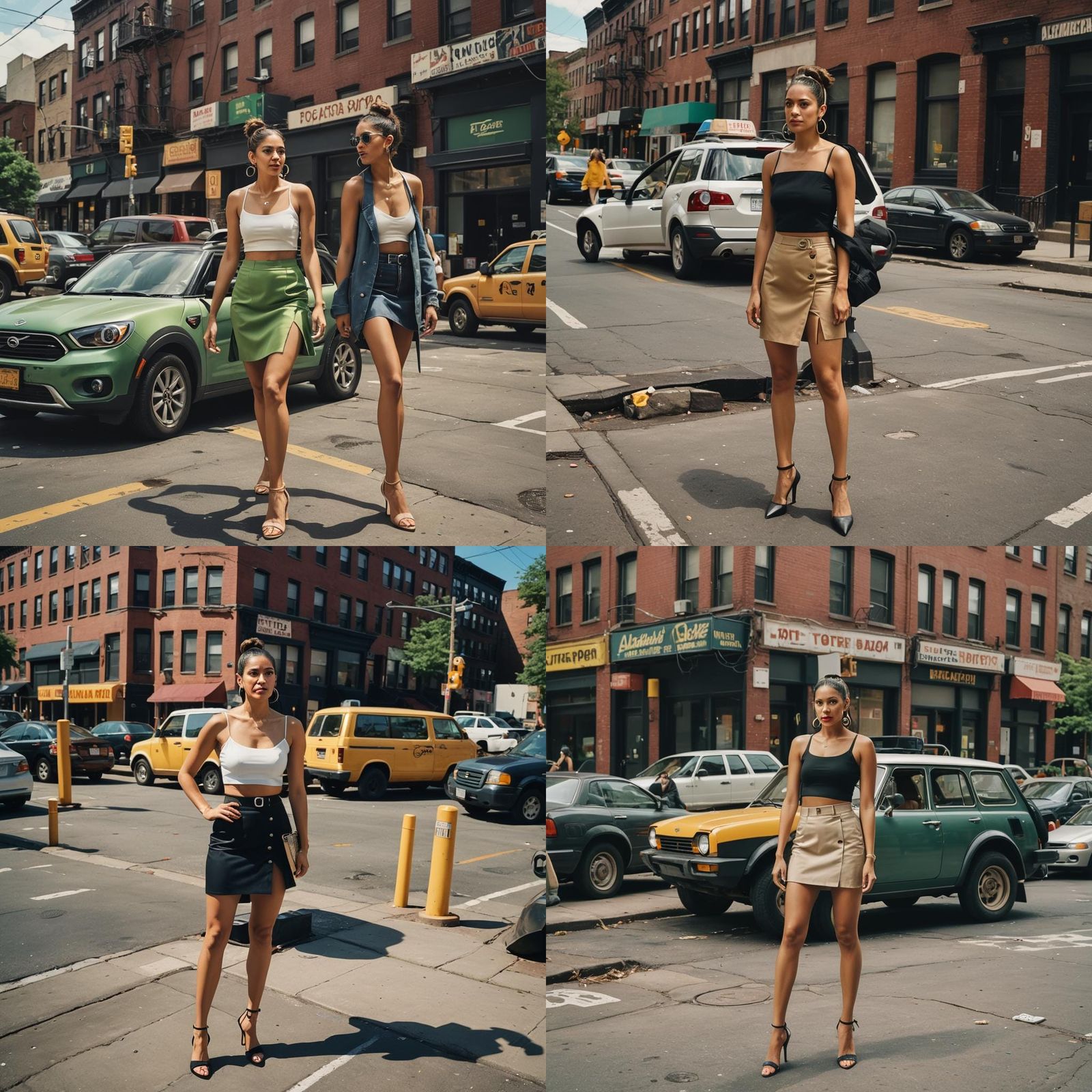 Cinematic Image of Woman in Brooklyn with Electric Car