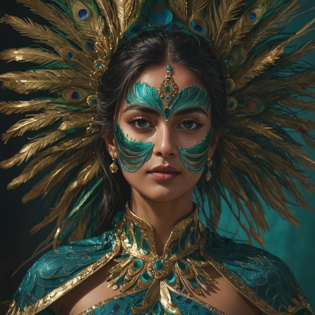 Mayurika: Turquoise Goddess in Golden Hour