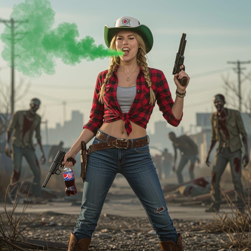 Confident Woman in Post-Apocalyptic World