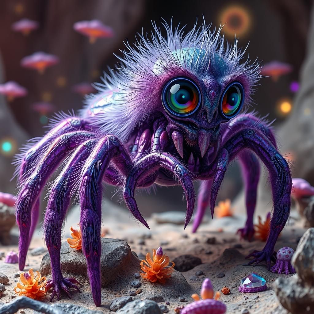 Alien Spider Creature in an Otherworldly Landscape