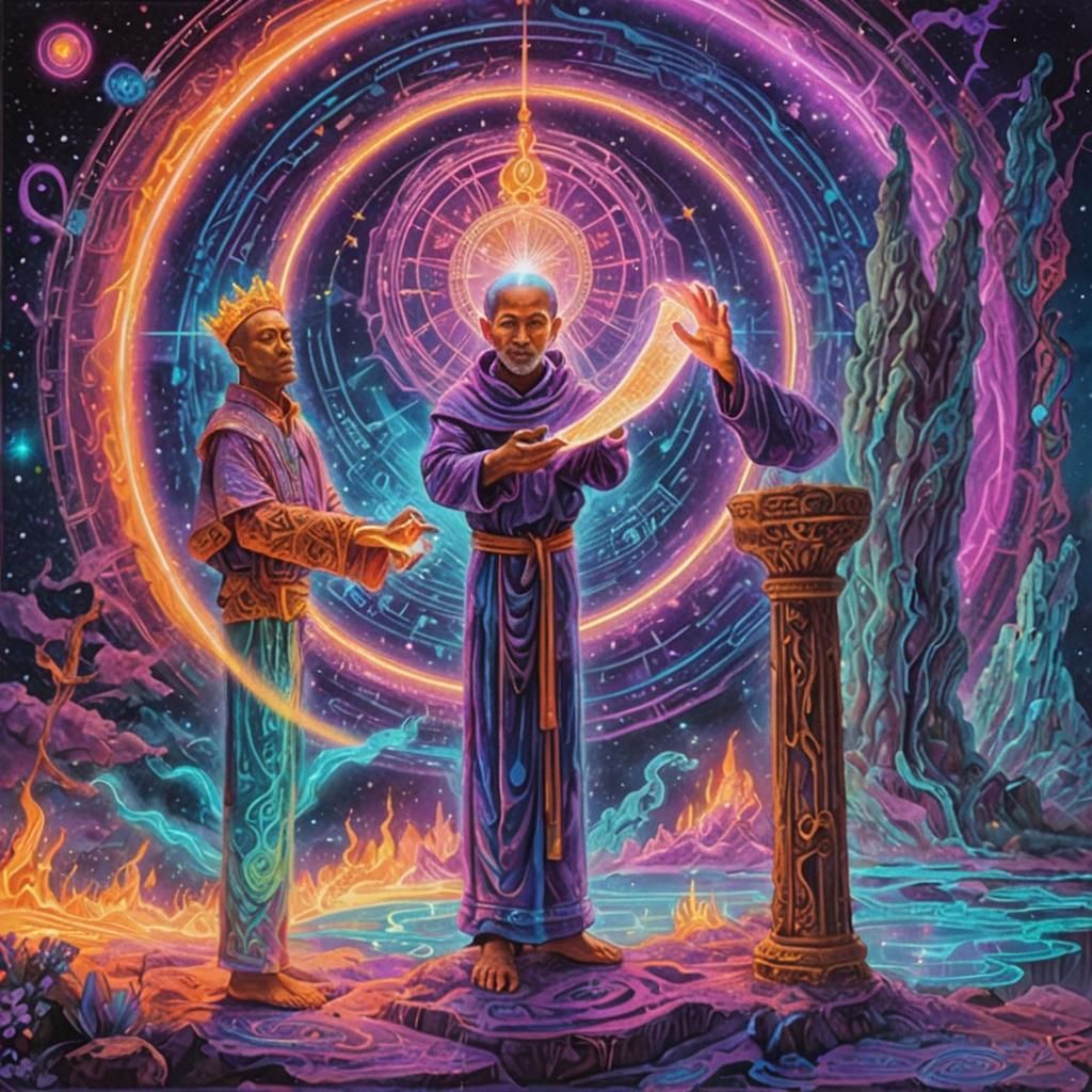 Astral Cosmic Dreamscape with King and Monk
