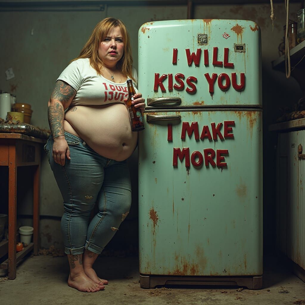 Gritty Cyberpunk Portrait with Vintage Refrigerator