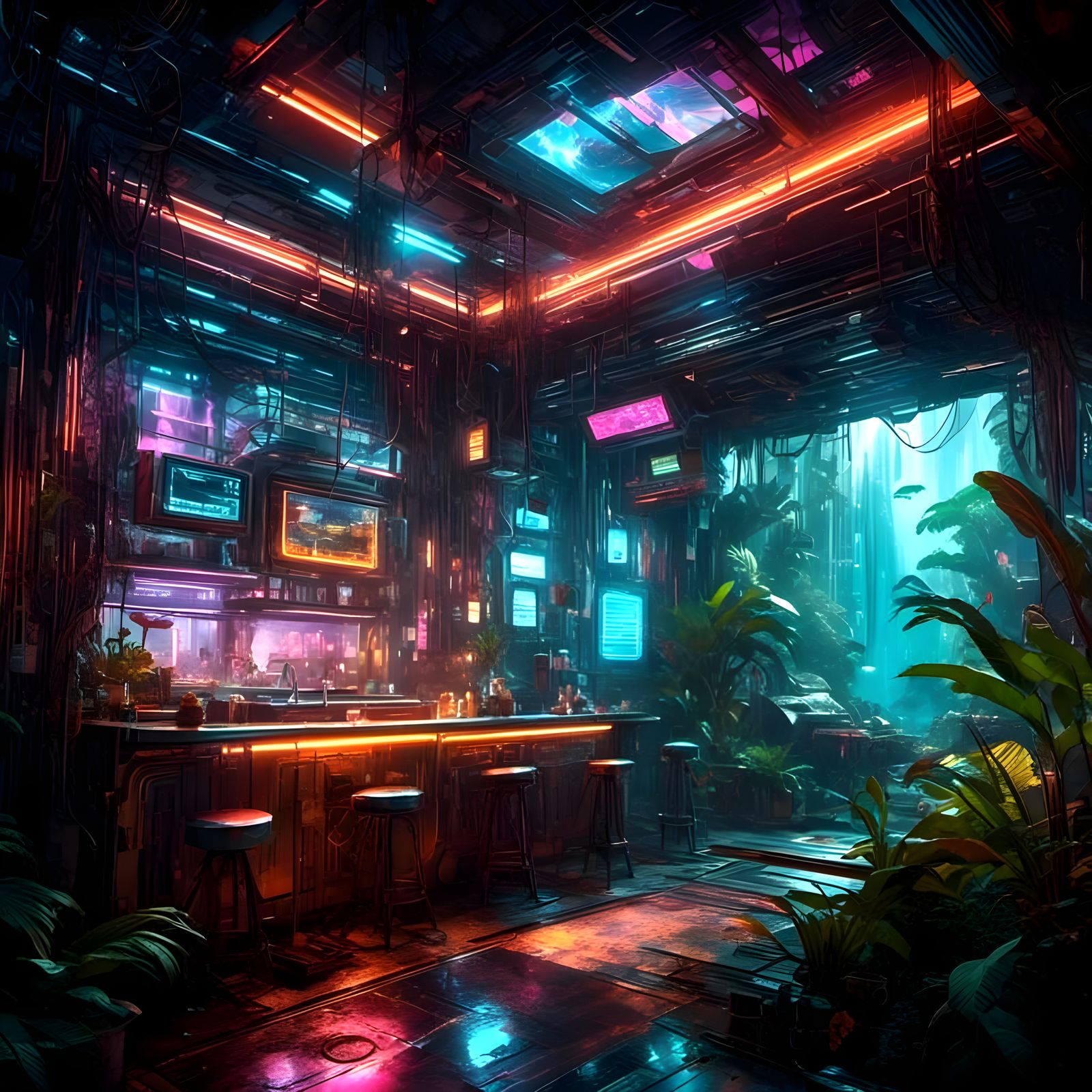 Cyberpunk bar