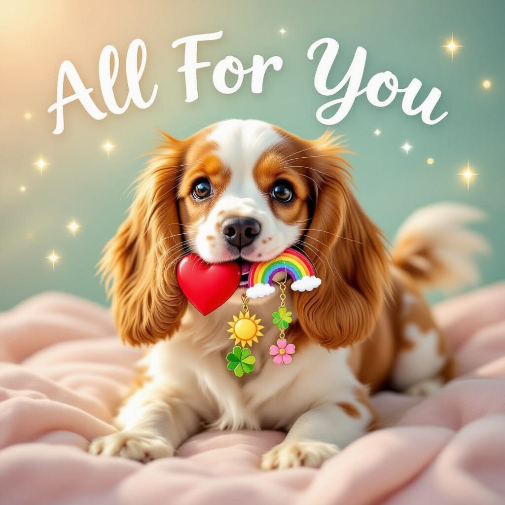 Cocker Spaniel with Lucky Charms in Mouth