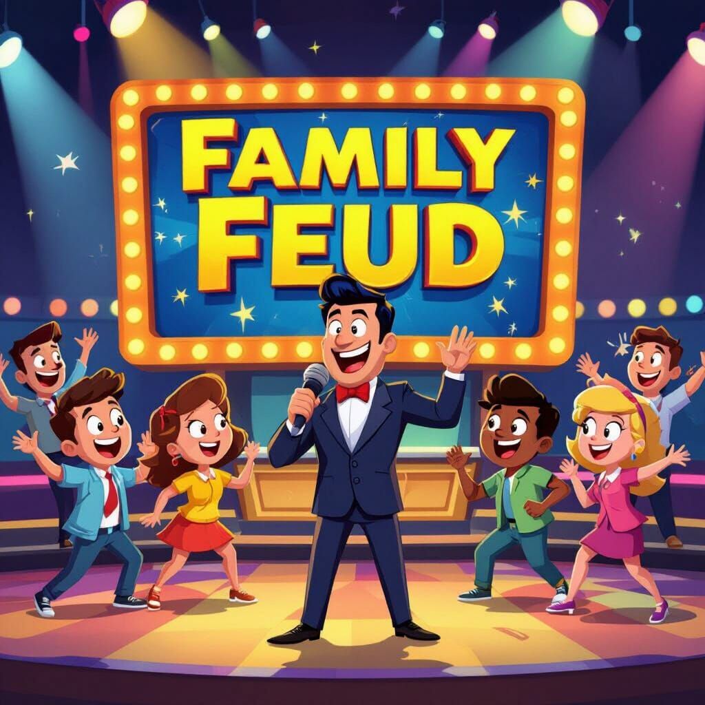 Vibrant Cartoon Game Show Set For Family Feud