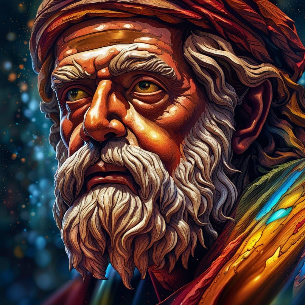 Hyperrealistic Portrait of Plato, Dramatic Lighting