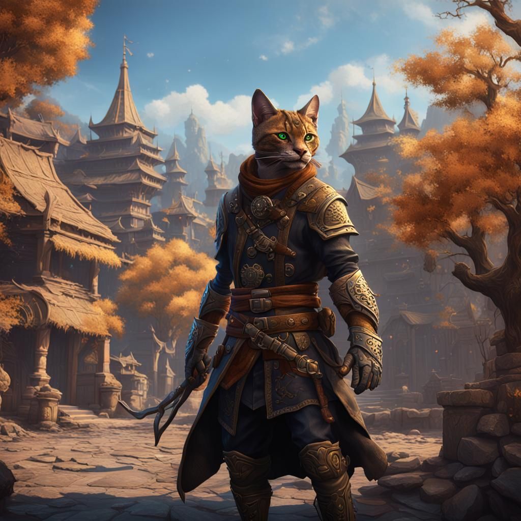 Detailed Tabaxi Rogue Fantasy Concept Art
