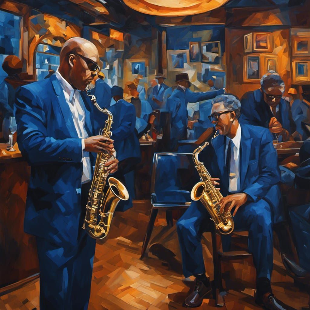 John Coltrane in Jazz Bar, Post-Impressionistic Art