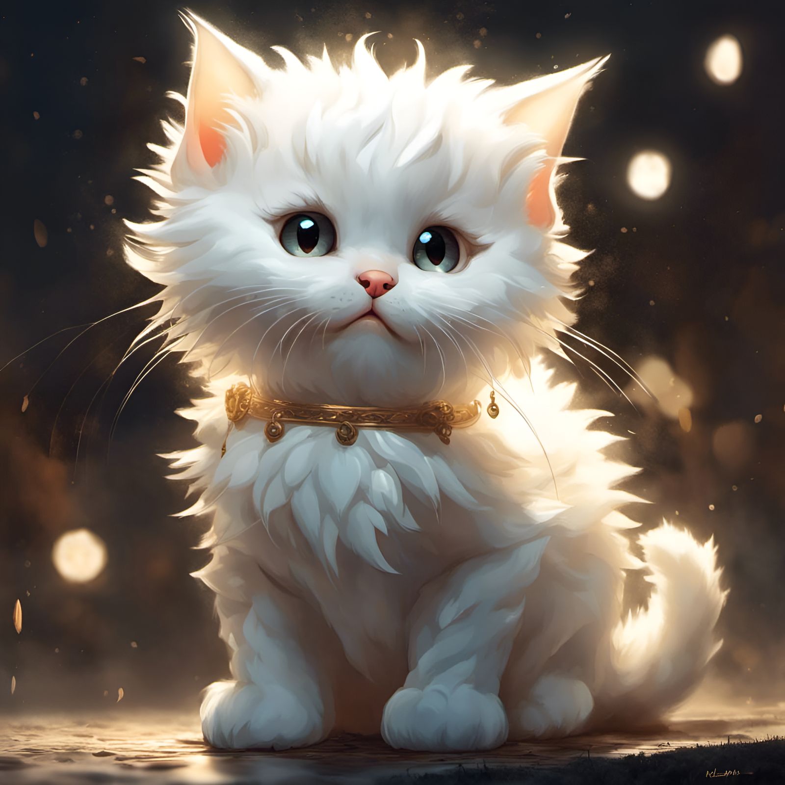 Chibi Cat Ghost in Maximalist Style