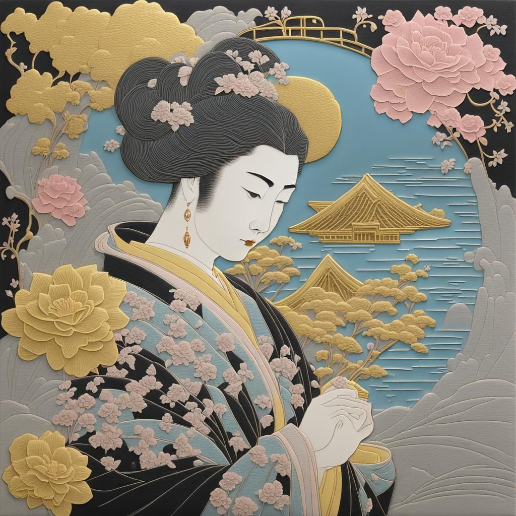 Opera Singer: Ukiyo-e Style Woodblock Carving