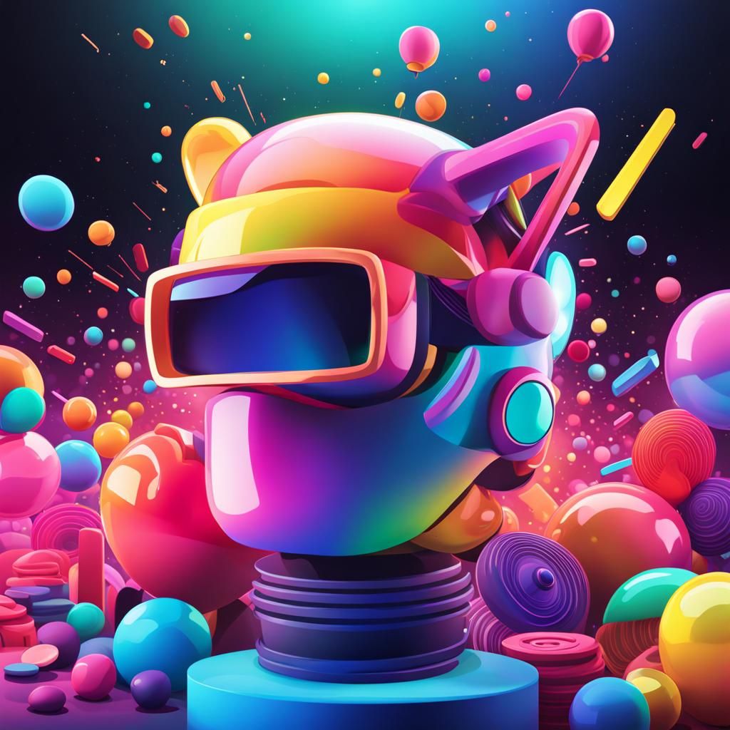 Neon Typographic Art in Cel-Shaded Style