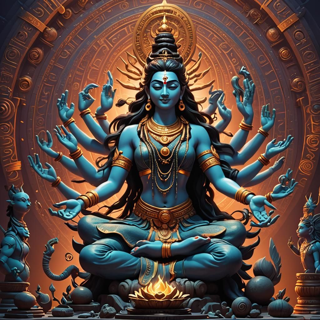 Woman as Shiva in Pixar-Style 3D Digital Art