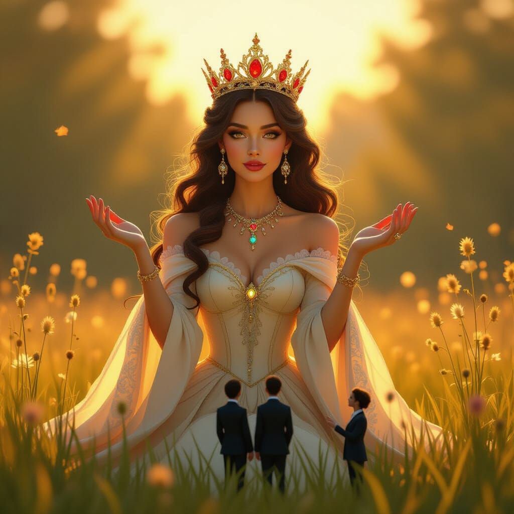 Giant Queen Contemplates Marriage to Tiny Suitors