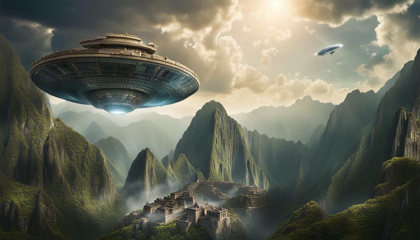 Alien Mothership Over Machu Picchu: Digital Matte Painting