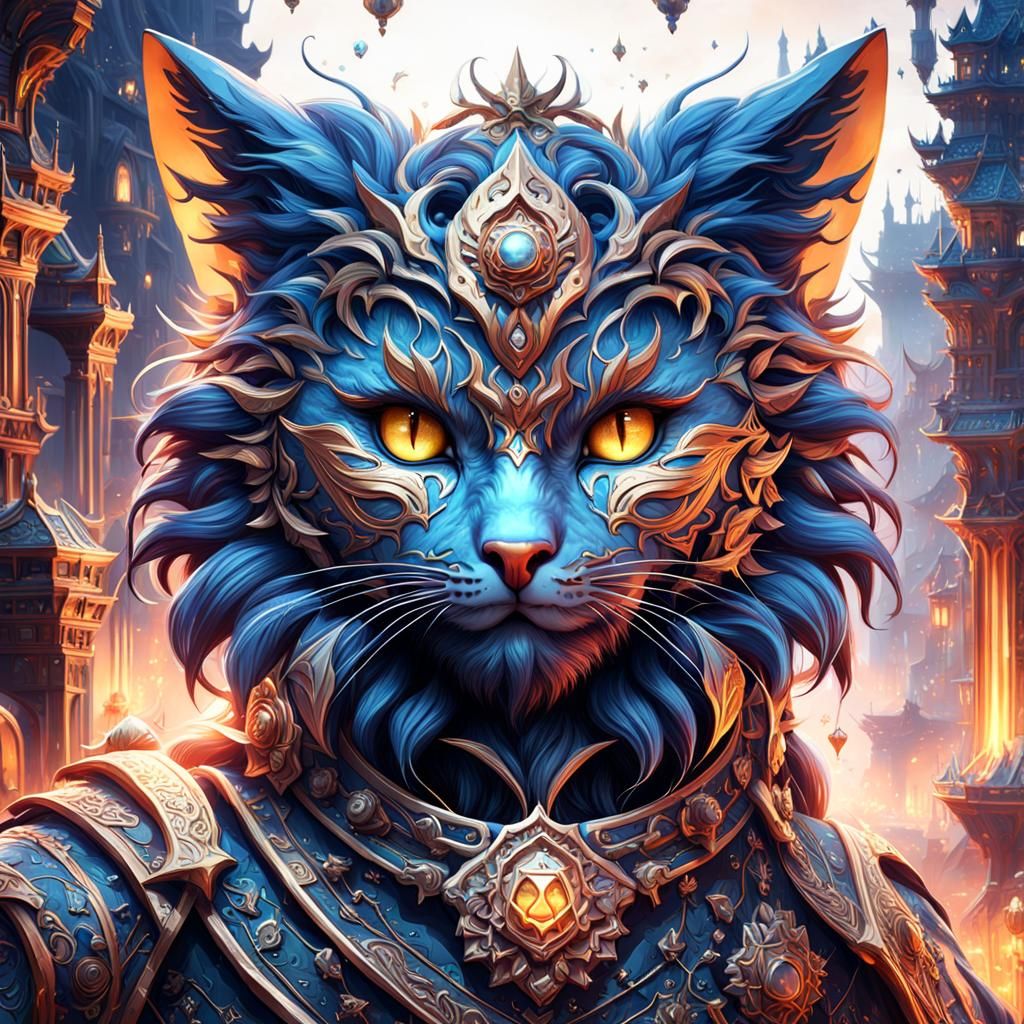 Detailed Cat Painting in Fantasy Style