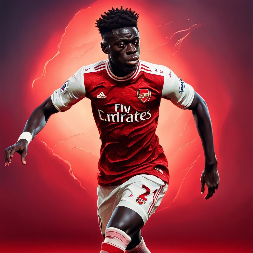 Bukayo Saka Injured, Hyperrealistic Football Concept Art