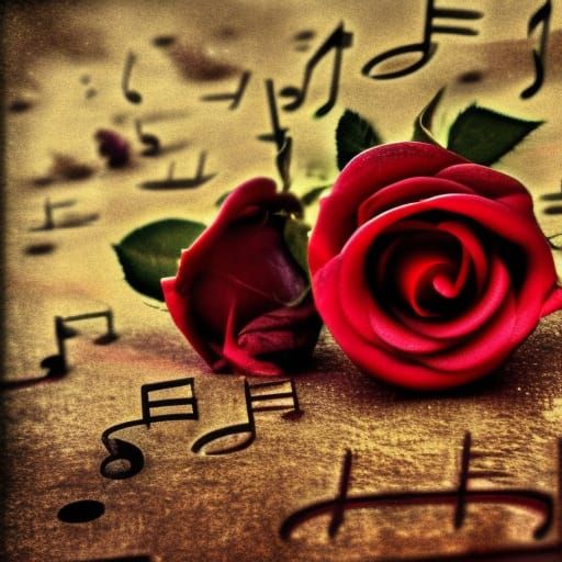 Musical notes and a Rose