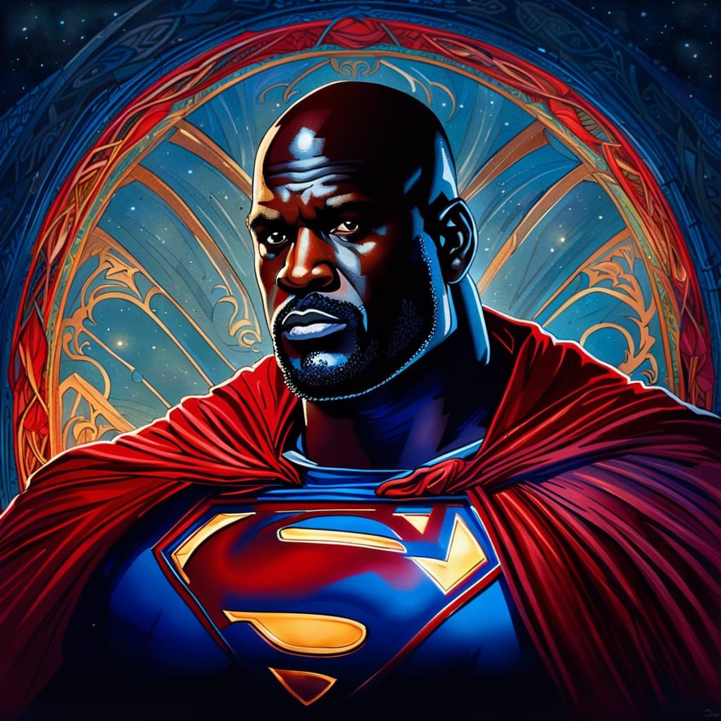 Shaquille O'Neal as Superman in Art Nouveau Style