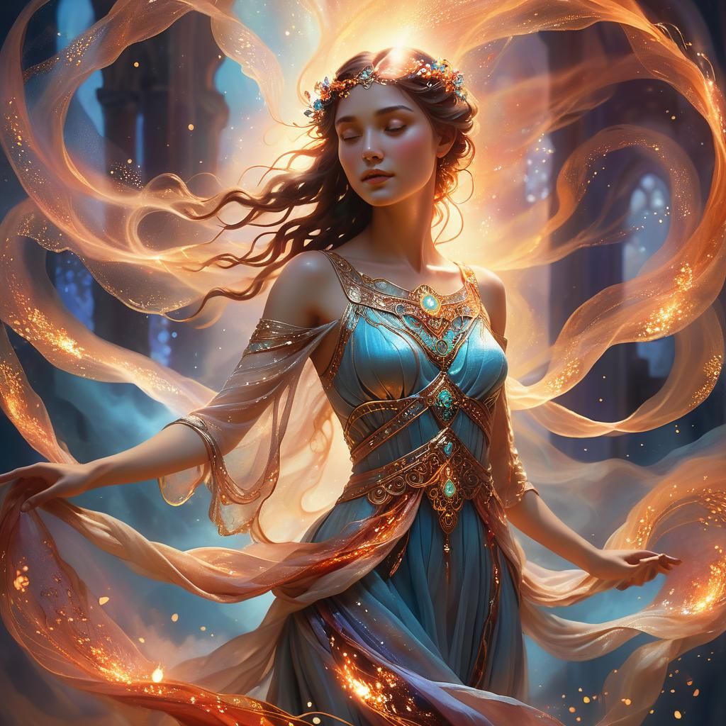 Ethereal Goddess: Fantasy Art with Flowing Lines