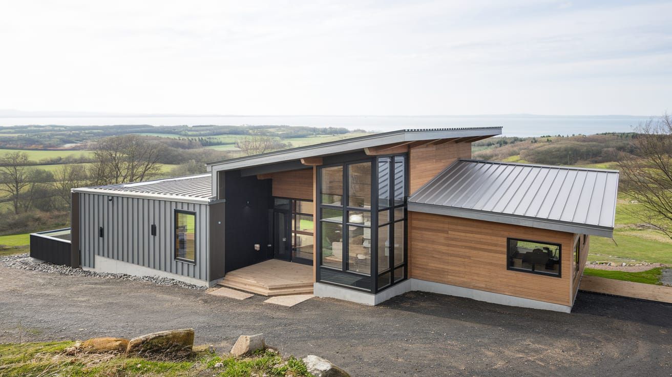 Modern Hillside Residence with Wooden and Metal Exterior