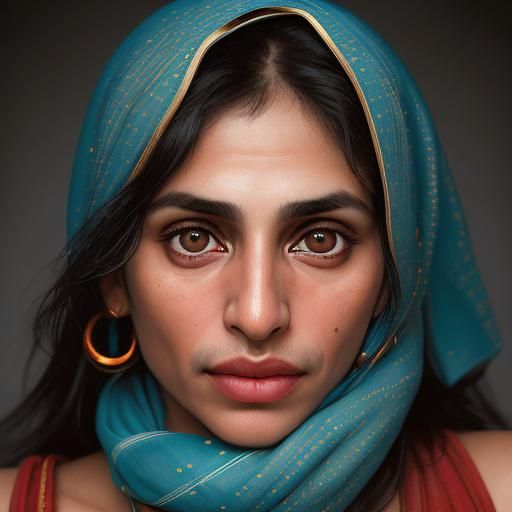 Striking Portrait of Baloch Woman with Bokeh Effect